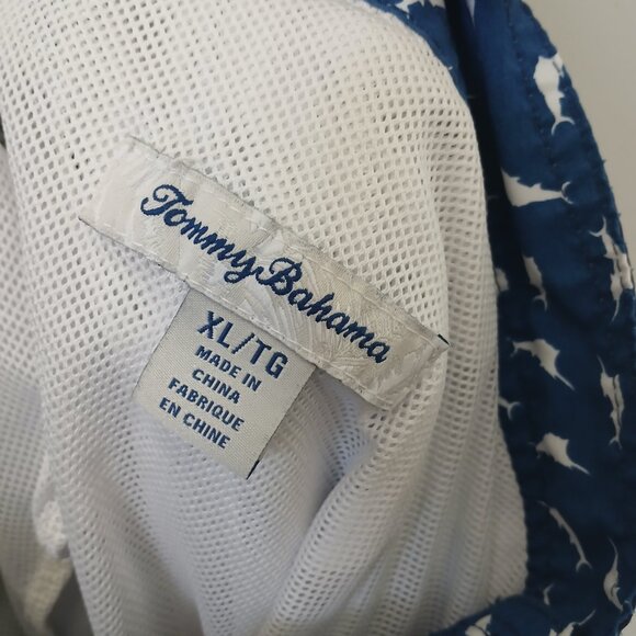 Tommy Bahama Men's Swim Trunks Blue White Beach Drawstring Size XL - Picture 8 of 15